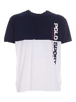 T-shirt bianca e blu con dettaglio logo