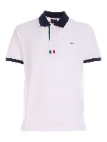 Polo bianca con logo metallico