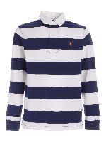 Polo manica lunga bianca e blu