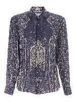 Camicia stampa Paisley blu e bianca