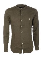 Camicia in lino verde militare