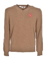 Maglione Double red heart cammello