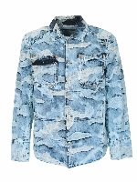 Blouson in denim jacquard camouflage