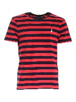 T-shirt blu e rossa a righe