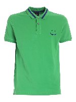 Polo verde con colletto a contrasto