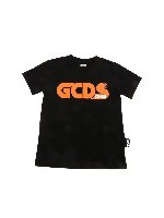 T-shirt nera con logo fluo