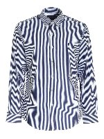 Camicia button-down a righe blu e bianca