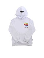 Felpa bianca con stampa multicolor