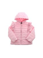 Piumino con rouches rosa