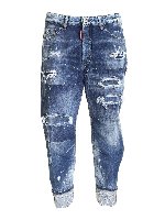 Jeans Combat blu delave effetto destroyed