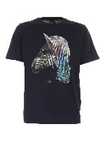 T-shirt Graffit Zebra blu