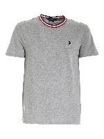 T-shirt in pique grigio colletto a contrasto