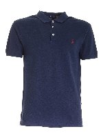 Polo blu denim con patch logo