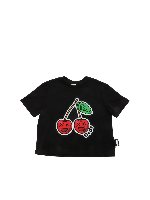 T-shirt cropped nera con stampa
