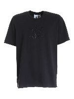 T-shirt con logo strass nera