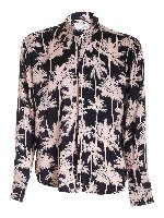 Camicia nera e rosa stampa palme