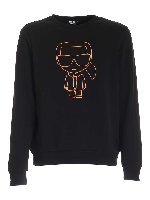 Felpa nera con logo Karl arancione