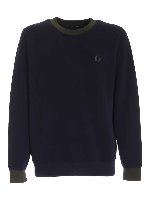 Maglione blu con ricamo logo verde
