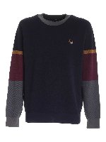 Maglione blu con dettagli colorati