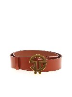 Cintura con fibbia logo color cuoio