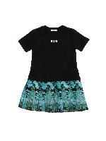 Abito nero con gonna stampa rettile