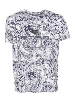 T-shirt bianca e blu in stampa paisley