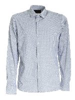 Camicia bianca e blu stampata