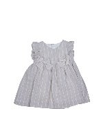 Vestito beige a righe con fiocchi