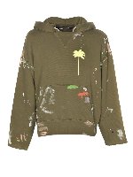 Felpa con cappuccio Painted verde