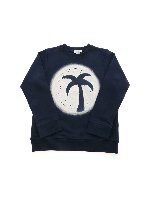 Felpa girocollo blu con stampa palma