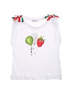 T-shirt bianca con strass e fiocchi