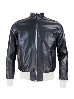 Giubbino in pelle blu