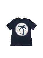 T-shirt blu con stampa palma