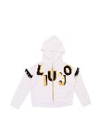 Felpa bianca con logo e frange