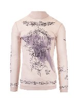 T-shirt stampata maniche lunghe beige