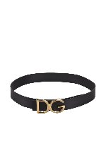 Cintura in pelle con logo nera