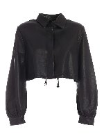 Giacca corta con arricciature nera