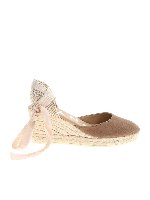 Espadrillas con zeppa in suede color tortora