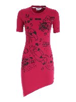 Abito fucsia con logo gommato