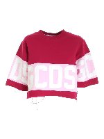 Felpa crop fit rosa e bordeaux