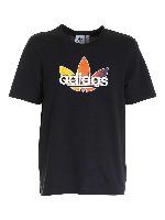 T-shirt nera con logo Trefoil