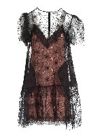 Abito con ricamo floreale nero