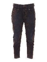 Jeans D-Fayza blu effetto velluto verde