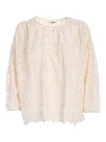 Blusa color crema con ricamo all-over