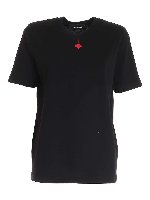 T-shirt girocollo nera logata