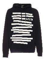 Felpa con cappuccio nera con stampa logo