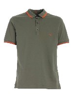 Polo verde con ricamo logo arancione