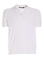 Polo bianca con bordi a costine