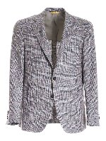 Giacca monopetto in seta e lana marrone