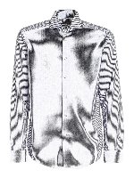 Camicia bianca con ricamo a righe blu